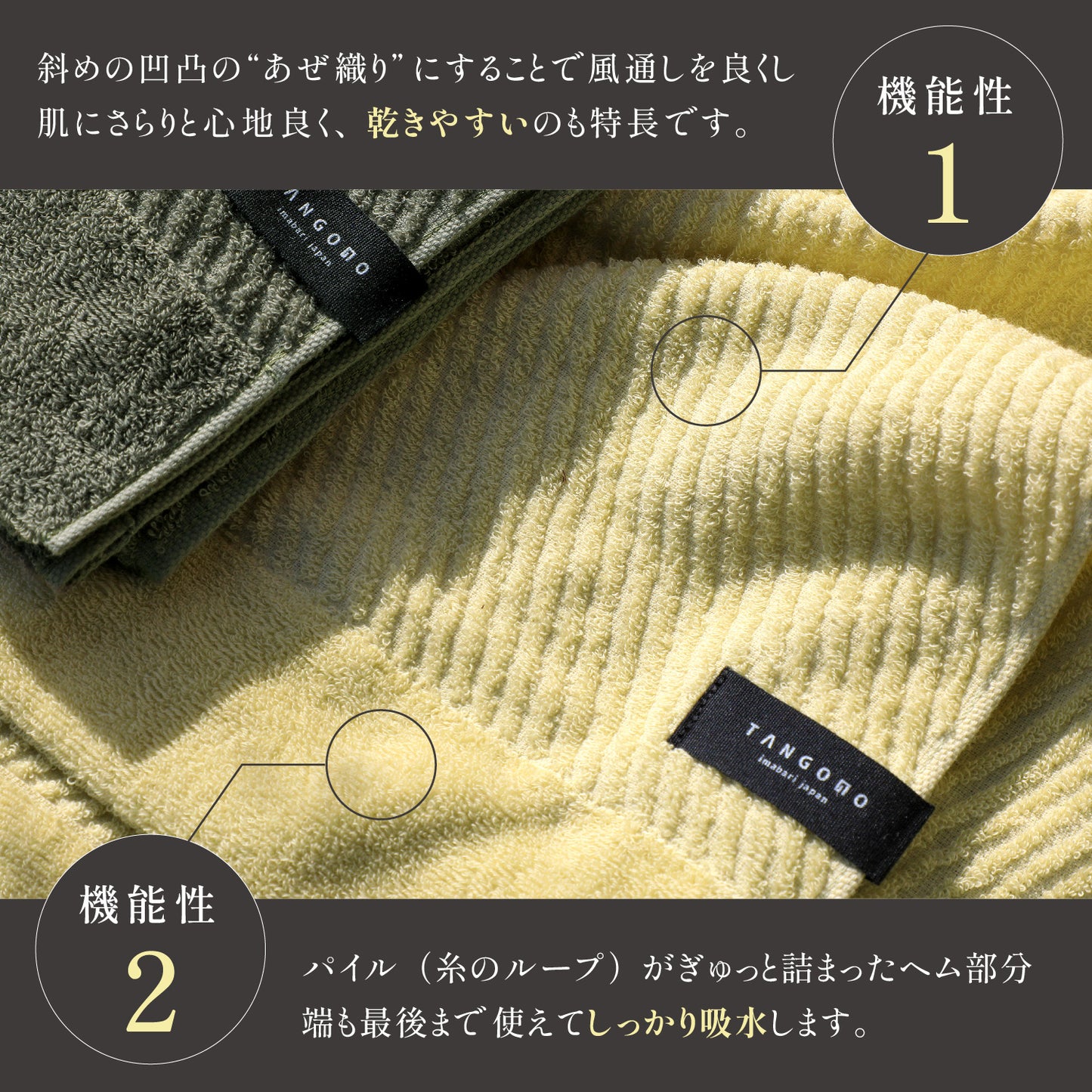 Quick-drying compact bath towels, set of 3