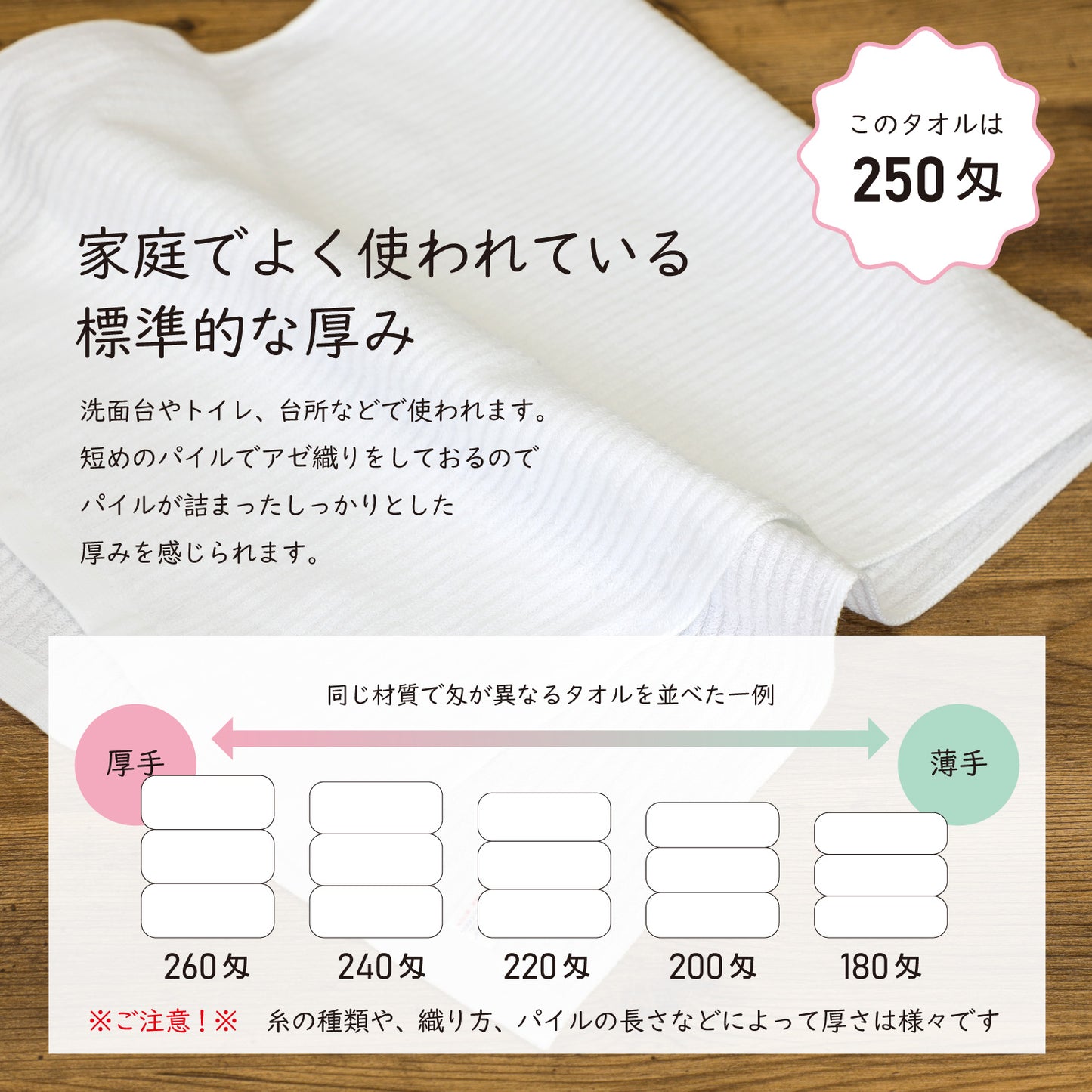 メッセージタオル【ありがとう】 フェイスタオル〈個包装3個セット〉34x85cm