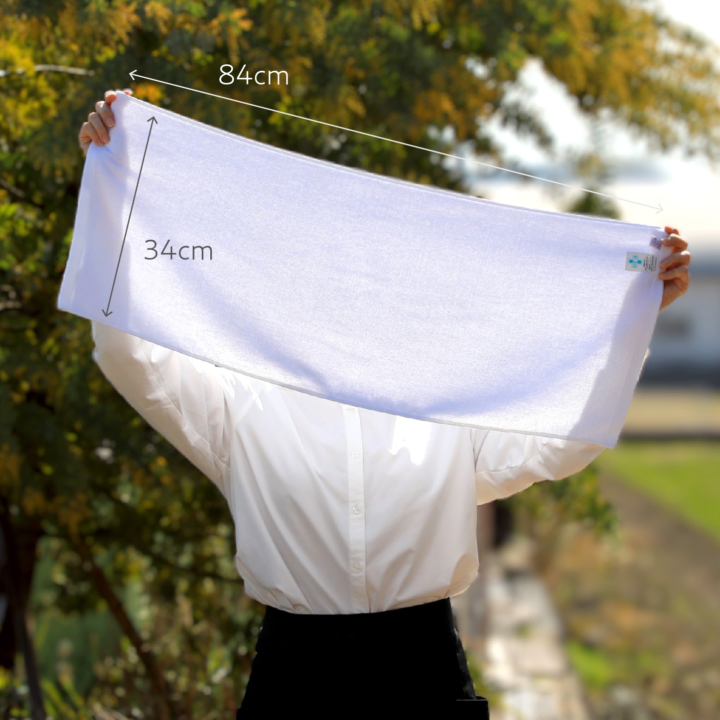 抗菌防臭加工の白いフェイスタオル〈4枚セット〉34x83cm