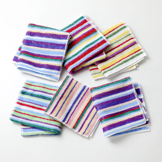 Set of 6 eco-friendly handkerchief towels made from leftover yarn