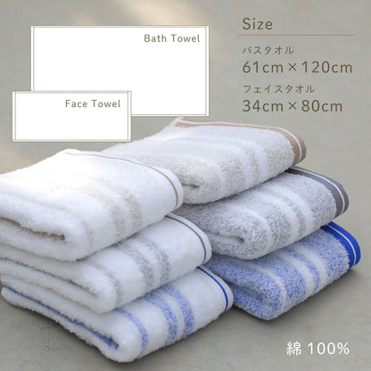 【ギフト】Border towel 驚きの柔らかさ タオル バスタオル4枚セット